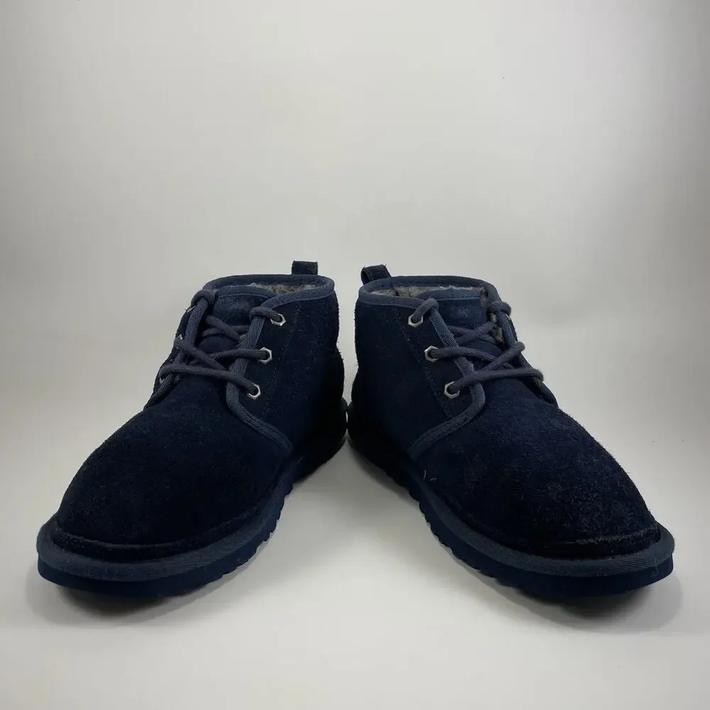 UGG Neumel Shearing Lined Chukka Boots Youth Mens Size 6 Navy Blue Suede